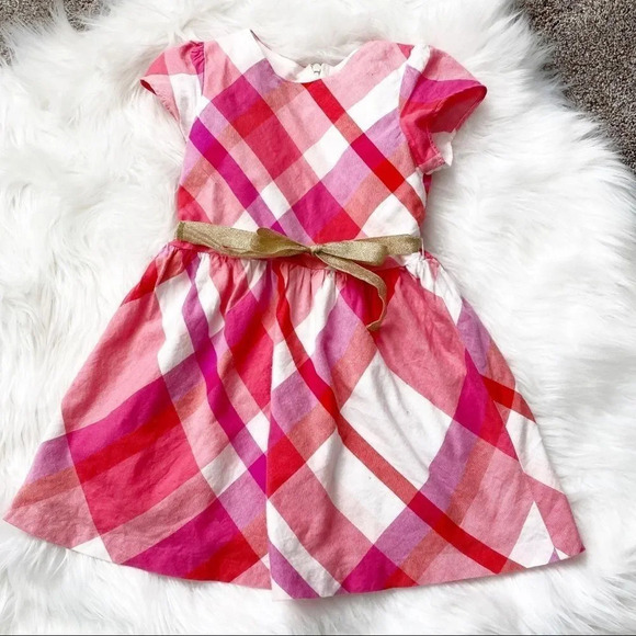 GYMBOREE Girls Size 4 Red Pink Plaid Dress - Picture 1 of 3